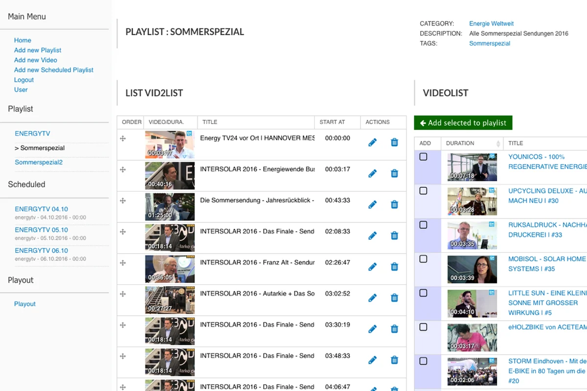 Streampark · Playout- und Medienverwaltungssystem