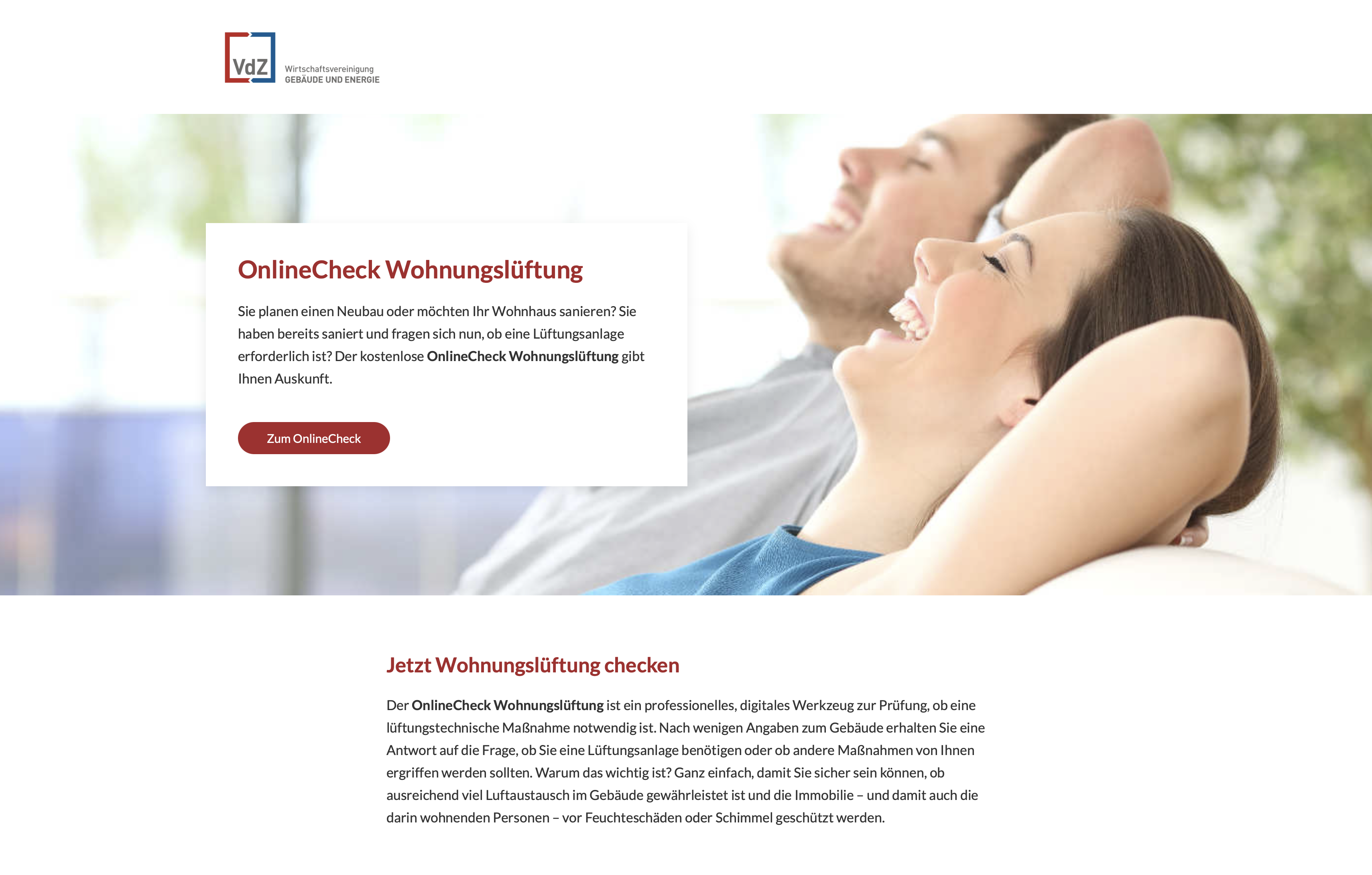 VdZ OnlineCheck Wohnungslüftung