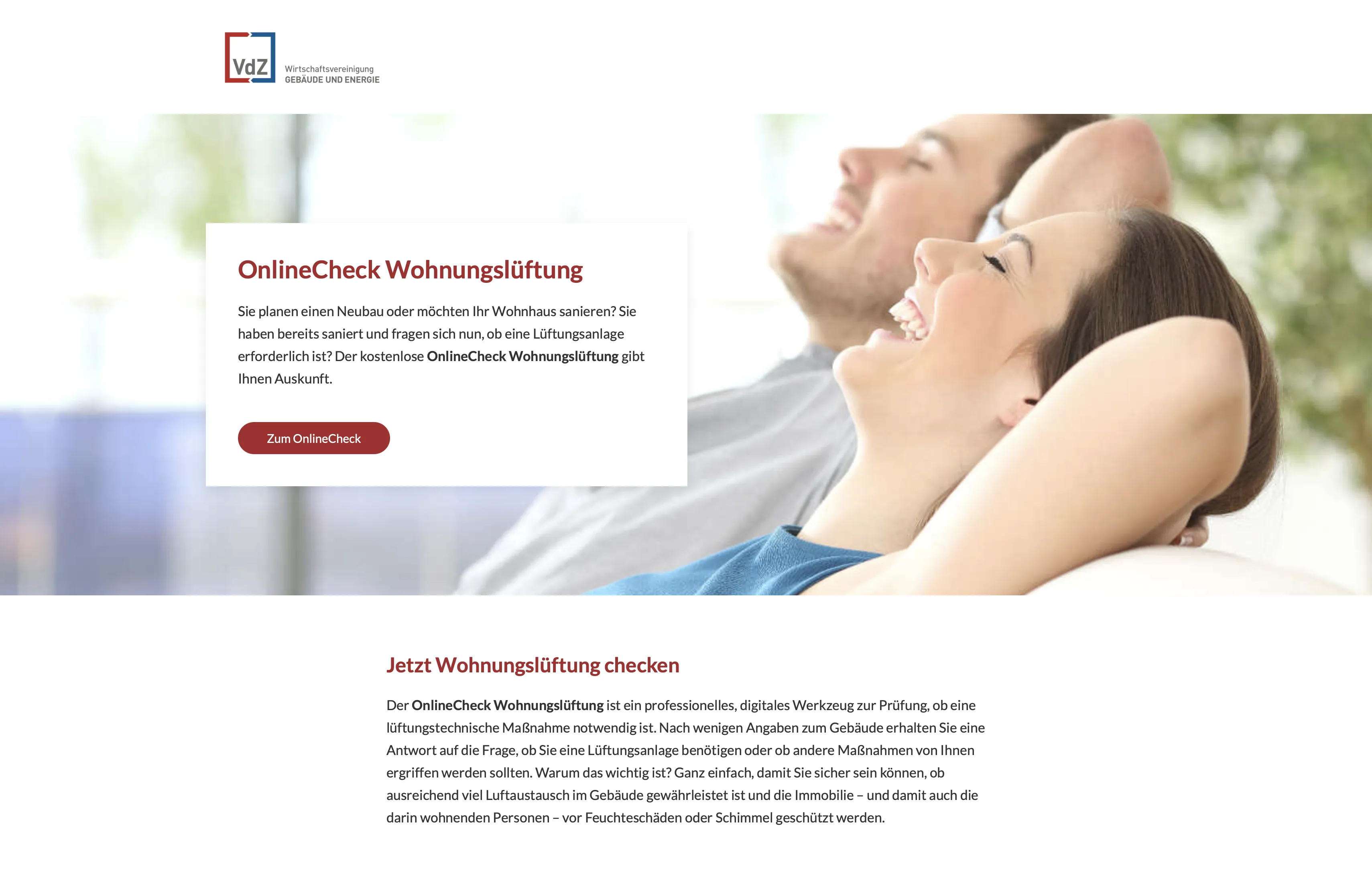VdZ OnlineCheck Wohnungslüftung